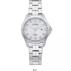 Women’s citizen echo drive no battery req stainless steel watch. Retail $140,